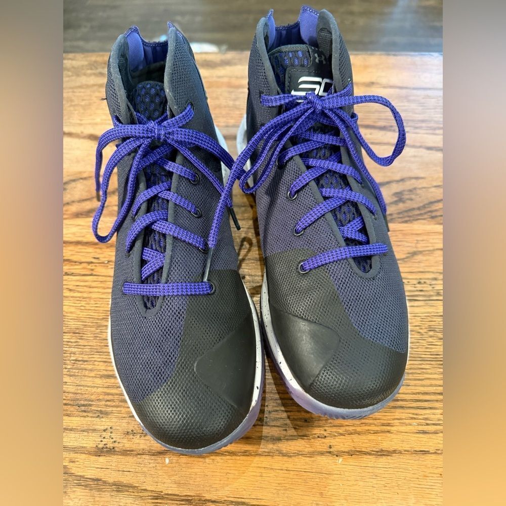 Under Armour Curry Sc Mid Basketball Shoes Black Purple | Youth 7y